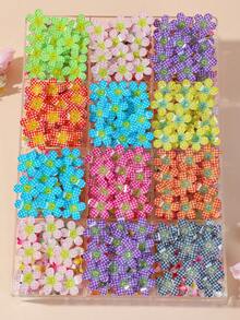 22/5 pezzi Fermagli per capelli floreali multicolore per ragazze, accessori per capelli, fermagli per la parte posteriore della testa, fermagli laterali, fermagli a coccodrillo per uso quotidiano - Multicolore - View 1