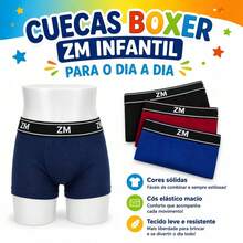 Kit com 10 Cuecas Boxer Infantil em Microfibra para Meninos Cueca Box Juvenil - Multicolorido - Visão 4