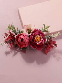 1pc Bohemian Style Thai Headpiece Songkran Festival Carnival Beach Holiday Side Hair Comb - Red - View 6