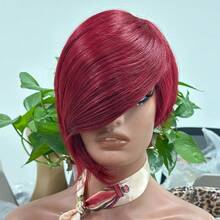 Short Pixie Cut Wig With Bangs 8 Inch Straight Virgin Layered Wigs Throw On And Go Glueless Wigs For Women Daily Party Wig - #4 - View 8