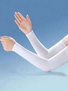 1 Pair Unisex Solid Color Anti-UV Mint Cool Breathable Elastic Fingerless Arm Sleeves Suitable For Outdoor Travel - Single - View 7