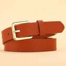 1pc Solid Color Casual PU(Polyurethane) Women's Belt, Square Buckle, Versatile For All Seasons, Business Commute, Matches With Trousers, Fine Leather Belt - Multicolor - View 11