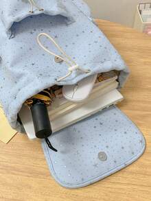 Mochila con cordón, mochila con estampado de estrellas, mochila multifuncional, mochila para estudiantes, mochila casual, mochila ligera, mochila de uso diario, bolso de mano, bolso de hombro, mochila de moda - Multicolor - Ver 10