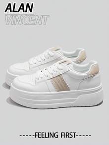 Alan Vincent [免退貨] [厚底增高系列] 新款女款白色厚底運動鞋，時尚增高鞋，休閒運動鞋，女款戶外鞋，女鞋，學生鞋，日常百搭舒適，可搭配各種褲子與牛仔褲 - 白色 - 查看 8