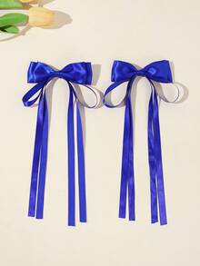 2 piezas de pinzas para el cabello con lazo de unicolor, versátiles y sencillas para niñas, adecuadas para uso diario, temporada de regreso a la escuela, a juego con la ropa - Horquilla de lazo - Ver 8