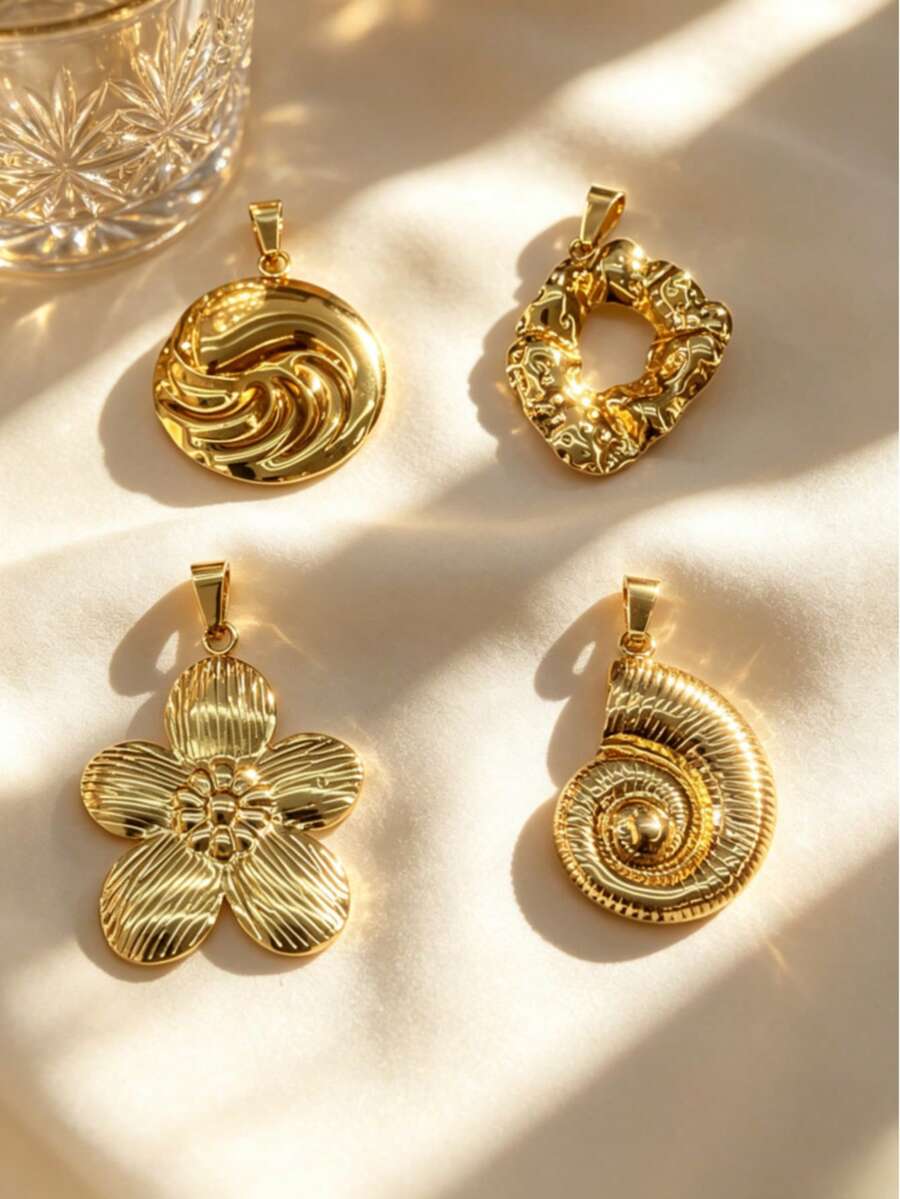 Niche Ocean Wedding Graduation Gift High-End Style Antioxidant Reusable Detachable Satin Stainless Steel DIY Handmade Pendant, Seashell Flower Vortex Multi-Embossed Styles Suitable For Multi-Layer Stacked Necklaces, Waterproof Sweat-Resistant Gentle Non-Irritating, School Campus Beach Garden Party Literary Activities, Student Union Girls Bulk Purchase Wedding Favors, Gift Box Packaging For Mom, Best Friend, Fiancée - Multicolor - View 1