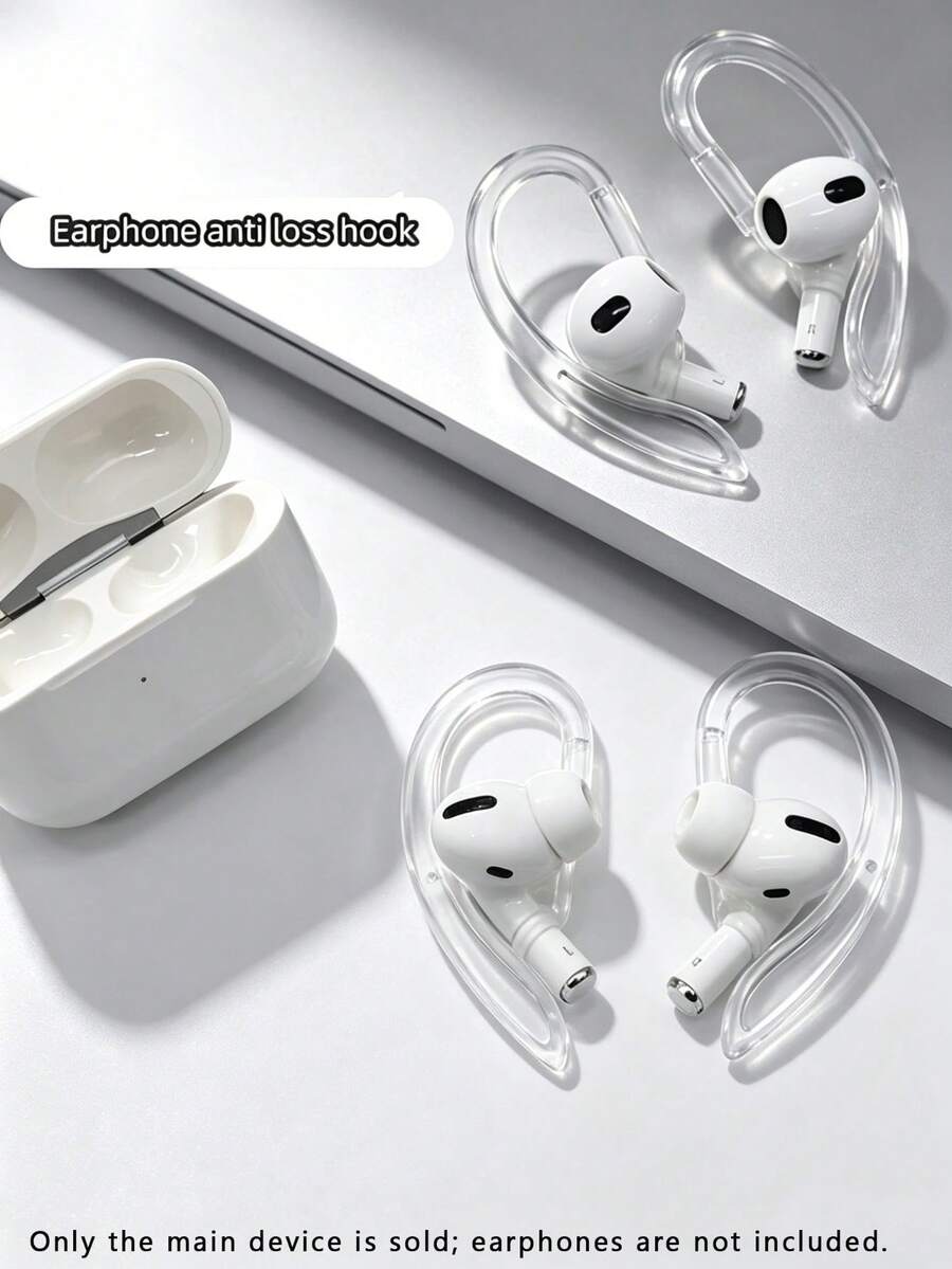 2‑Pack Earbud Retainer Clips, Clear TPU Anti‑Slip Sports Ear Hooks, Soft Ear Loops Compatible With AirPods 1st/2nd/3rd Gen, Wireless Earphone Accessories, Earbuds Not Included - View 1