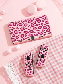 1pc Simple Pink Purple Leopard Print Switch2 (2025)/Switch NS/Switch OLED Compatible Game Console Accessory Set, Game Console Protective Case/Controller Shell/Storage Bag, TPU Soft Shell, Beautiful & Practical, Portable Stand, Portable Travel, Anti-Drop Anti-Scratch, Anti-Fouling, Fashionable Romantic Gift - Multicolor - View 6