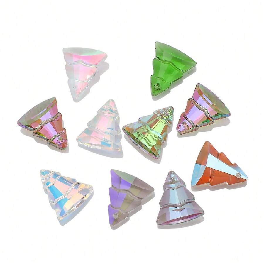 10入/包 13*15mm 玻璃單孔聖誕樹吊墜 DIY 手作珠寶配件 手機鍊鑰匙圈吊飾裝飾材料 - 13*15mm聖誕樹 - 查看 1
