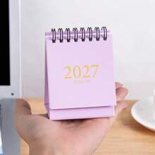 2027 Foil Stamping Mini Desktop Calendar - 1pc English Version, Simple Portable Design, Office And School Supplies For Daily Schedule Planning And Desk Decoration - Single Piece - View 7
