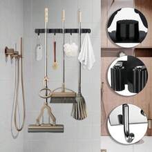 Heavy Duty Stainless Steel Tool Storage Rack With 4 Slots And 5 Hooks - Wall-Mounted Green And Black Dual-Color Storage Rack, Suitable For Gardening Tools, Brooms, Mops, Garage Equipment - Durable Multi-Functional Space-Saving Design, Tool Rack, Sturdy Design, Solid Structure, Suitable For DIY Enthusiasts, Storage Rack. Easter Gift, Mother's Day Gift. - Multicolor - View 7