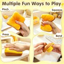1pc Soft Comfortable Toast Squeeze Stress Relief Doll, Available In Pink, Yellow, White, Green, Ideal Stress Relief Doll. Suitable For Birthday Gifts, Holiday Gifts, Daily Surprise Gifts, Desktop Creative Decor And Party Favors. This Slow Rebound Cute Squeeze Doll Can Also Be Used As Halloween Gift, Christmas Gift. - Multicolor - View 7