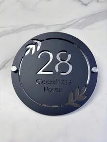 Custom Round 3D Hollow Acrylic Address Sign, With Cut-Out Leaf Pattern, 2 Nails For Fixing, Easy Outdoor Installation, Personalized Entrance Sign, Suitable For Houses And Apartments - Multicolor - View 8