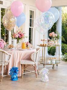 1pc Metallic Foil Balloon Weight, Shiny Fringe Tassel Balloon Holder With Ribbon Attachment, Reusable Tabletop Balloon Anchor For Birthday, Wedding, Baby Shower, Graduation, Anniversary And Party Decorations - A - View 8