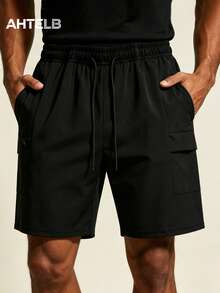 AHTELB Pantaloncini Bermuda Sportivi Estivi da Uomo, Design con Tasche con Cerniera, Adatti per Jogging Quotidiano all'Aperto, Abbigliamento Fitness, Regalo per Marito, Fidanzato, Amico, Padre, Pantaloncini da Uomo, Pantaloncini da Corsa, Pantaloncini Cargo da Uomo, Pantaloncini Sportivi, Pantaloncini da Basket, Pantaloncini Estivi da Uomo - nero - Visualizzare 1