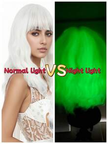 Cabelo Sintético Luminoso de Seda Durante o Dia ou Sob a Luz, Absorve Luz no Escuro ou à Noite, Branco Brilhante, Rosa, Roxo, Azul, Adequado para Mulheres, Natal, Feriado, Uso Diário, Moda, Peruca Sintética Melody, Halloween, Natal, Boate, Bar, Festa - Multicolorido - Visão 14