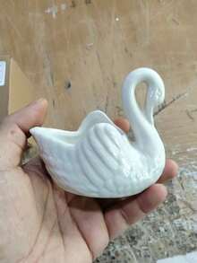 1pc White Swan Succulent Planter, Porcelain, Candle Holder Elegant White Swan Ceramic Candlestick Handcrafted Table Centerpiece Romantic Home Decor For Wedding Birthday Party - Multicolor - View 10