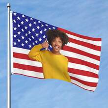 1pc Customized American Flag - Add Your Own Image And Text - Face Cutout - Suitable For Birthday, Wedding, Party, Father's Day, Mother's Day, Valentine's Day, Home Decor - Also Available For Customized Tapestry, Garden Flag, Customized Flag - Classic American Flag - View 6