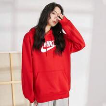 Nike 字母學院復古運動設計休閒連帽長袖衛衣LY 女款 大紅色 - 紅色 - 查看 2