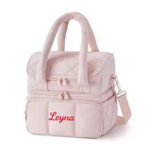Personalized Large Capacity Double Layer Lunch Bag, Solid Color Bento Tote With Shoulder Strap, Portable Meal Storage Bag For Work, Picnic & Travel, Back To School Gift - Multicolor - View 14