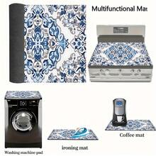 1pc Bohemian Print Rubber Absorbent Dish Mat, Espresso Machine Countertop Absorbent Mat, Sink Drain Mat, Soft Faucet Absorbent Mat, Sink Coaster, Home & Kitchen, Bathroom Accessories - Multicolor - View 8