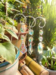 2/6件組水晶花園盆栽裝飾品 捕光器迷你花園飾品 多肉植物盆栽 彩色水晶吊墜 水晶稜鏡捕光器仙女花園裝飾 彩虹製造器植物插樁捕光器 - 多色 - 查看 4