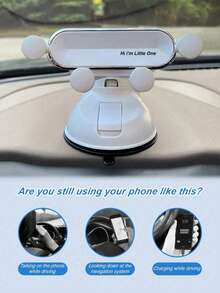 New Car Phone Holder - Dashboard Suction Cup Mount, Gravity Auto-Clamping, Shock-Proof Stability, Foldable Design, Cute "Hi, I'm Baby" Text, Universal Fit, Perfect For Navigation, Ideal For Female Drivers - Upgraded Version - View 3