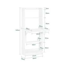 SoBuy Home Office Desk With 5 Compartments, Foldable, Computer Desk Workstation, White, 64 Cm W X 58 Cm D X 145 Cm H - White, 64x58x145cm - View 4