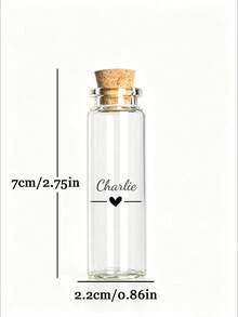 1pc Customized Heart-Shaped Sand Bottle, Customized Mini Jar With Text, Customized Sand Jar Souvenir, Customizable Name And Text, Customizable Small Decorative Jar, Personalized Mini Jar With Cork Stopper Lid, Wedding Gift/Honeymoon Souvenir - Multicolor - View 9