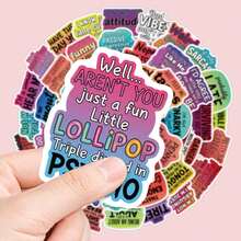 50Pcs Sarcastic Funny Adult Quote Waterproof Vinyl Stickers, Snarky Humor Meme Text Colorful Watercolor Border Decals For Water Bottle Laptop Notebook Scrapbooking Adult Humor Lovers Gifts School Supplies - A - View 4