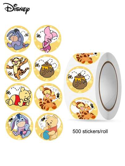 Disney 500 Hojas/Rollo Pegatinas de Dibujos Animados Winnie The Pooh, Pegatinas de Mickey, Rollo de Pegatinas de Winnie The Pooh, Rollo de Pegatinas de Oso de Dibujos Animados Lindo - Cinta de Papel Decorativa de Dibujos Animados, Adecuada para Diseño de Tema de Oso de Miel, Tonos de Color Suaves, Perfecta para Manualidades Hechas a Mano, Envoltura de Regalos, Decoración de Teléfonos y Tazas, Tema de Cumpleaños y Proyectos DIY, Decoración DIY de Pegatinas Lindas, Adecuada para Cuadernos Divertidos, Teléfonos, Maletas, Portátiles, Refrigeradores, Pegatinas de Decoración de Bicicletas