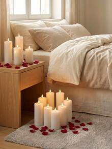 Juego de 8/12 velas LED sin llama con forma de bala, con control remoto, funcionan con batería, adecuadas para decoración del hogar, Navidad y bodas - Blanco - Ver 3