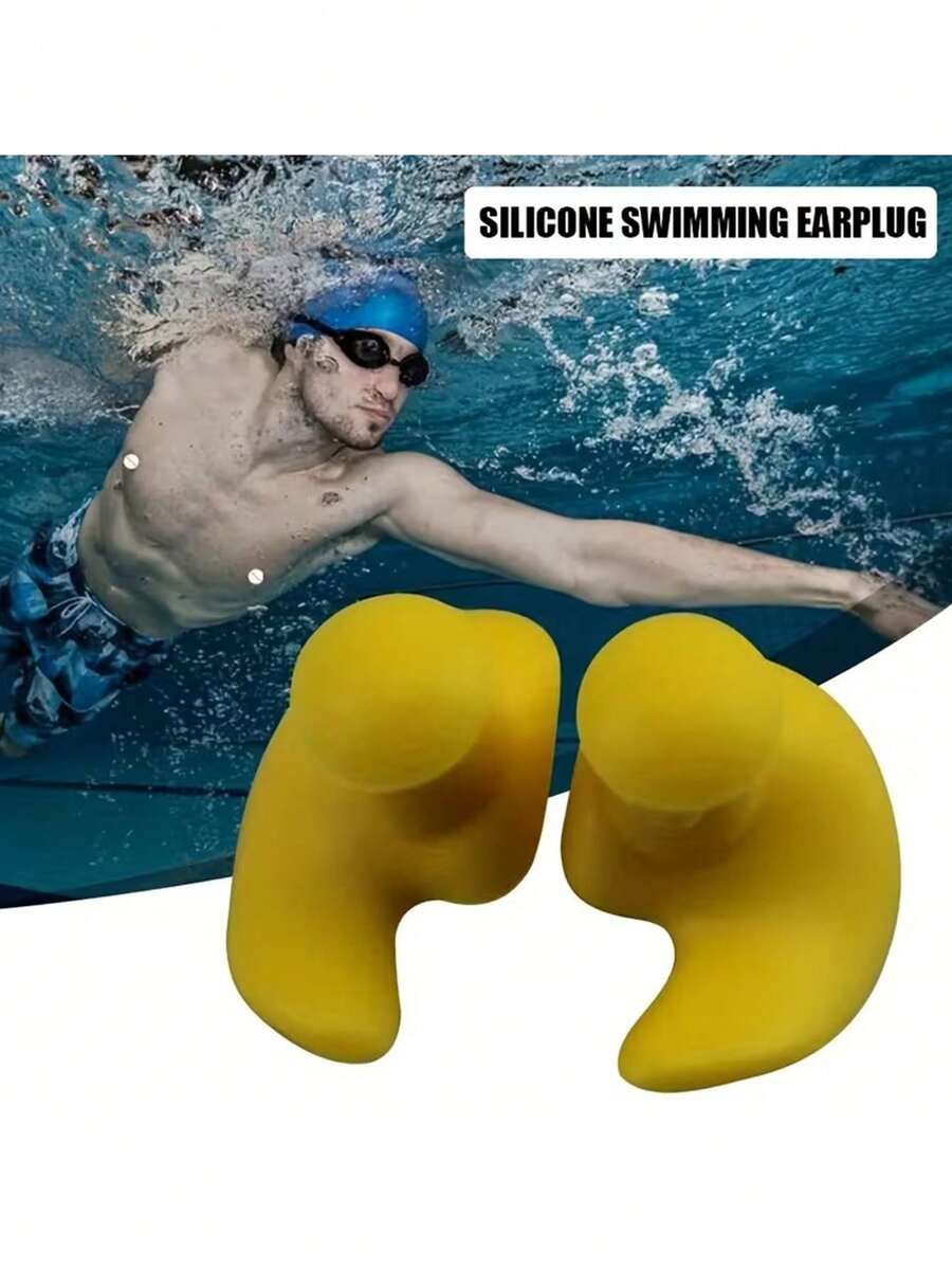 4pcs Silicone Swimming Earplugs Set - Reusable, Surfing & Water Sports - Comfortable Sleep Earplugs, Black, Pink, Blue, Yellow, White Optional - A - View 1