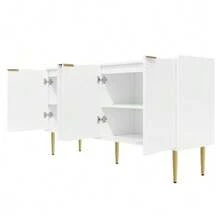 Modern And Simple Sideboard, Modern Sideboard Cabinet, Buffet Storage Set For Living Room, 140L X 38W X 75H (Cm) - 白色 - 查看 10