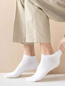 10/15/30 Pairs Solid Color Men's Short Socks Black White Grey Solid Color Boat Socks Odor-Resistant Sweat-Absorbent Low-Cut Breathable Short Socks For Men - Multicolor - View 1