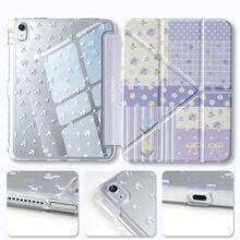 Cute Y-Fold Tablet Case With Pencil Holder For IPad Air 8 (M4) 11" 13" 2026 11th (A16) Air 11 M3 M2 Pro 11 M4 M5 7th 8th 9th 10.2" 10th 10.9 Air 4 Air 5 Corner Guard Design - Small Purple Flowers - View 5