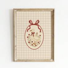 1pc Unframed Cozy Cute Beige Plaid Duck Canvas Poster Vintage Duck Kids Room Wall Art Minimalist Winter Holiday Gift Christmas Winter Party Decor For Living Room/Bedroom/Office/Dorm Best Gift, Room Decor, Prints, Deko, Wall Art, Back To School - Duck - View 6
