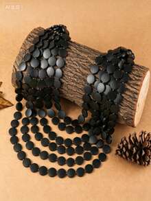 Handmade Multi-Layer Exaggerated Wooden Bead Necklace, Boho Style Bib Necklace For Women, Suitable For Beach, Party, Middle Eastern Formal Events - Black - View 6