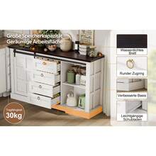 Sideboard In Classic American Country Style / Buffet Cabinet With Storage Space / With Sliding Doors And 3 Drawers / Scratch-Resistant And Easy To Clean / Suitable For Kitchen, Dining Room And Living Room / White - White - View 7