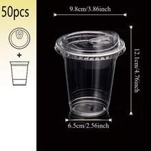16oz/14oz Set Clear Cups With Lids, Sturdy Straight Lid Ice Drink Cups, Smoothie Cups, Suitable For Cold Drinks, Juices And Milkshakes - Halloween/Christmas/Birthday Party Essentials - Transparent - View 23
