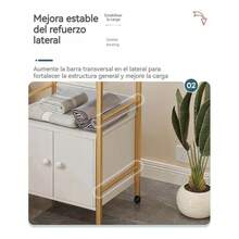 Simple Small Aesthetic Side Table Cabinet With Wheels - White - View 6