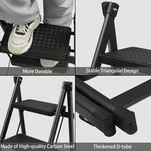 2 Peldaños Taburete Escalera Plegable, Taburete o Soporte de Exhibición Portátil, Ligero Escalones Antideslizante multifuncional para Hogar, Cocina, Oficina (escalera de 2 peldaños) - escalera de 2 peldaños - Ver 5