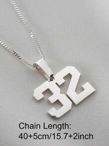 Customized Digital Necklace, Customized 4mm Cuban Chain Lucky Number Necklace, Stainless Steel Minimalist Fashion Necklace, Personalized Sports Number Pendant Necklace, Punk, Digital Pendant Necklace, Daily Accessory, Women's Popular Jewelry - Multicolor - View 7