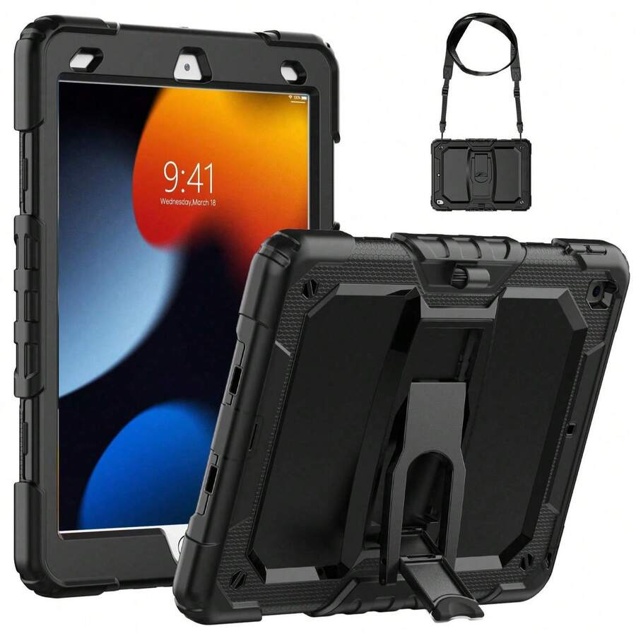 适用于 iPad (A16) 第 11 代/Air11/Air13 M3 (2025) 第 9/8/7 代 (2021/2020/2019) 的重型防震保护壳，坚固耐用的硬壳保护套，内置支架，适用于 10.2 英寸 iPad 2021/2020/2019。
