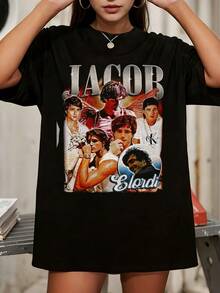 Jacob Elordi Shirt, Grafik T-Shirt, Film Inspiriert - 黑色 - 查看 1