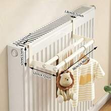 Thickened Metal Double-Bar Radiator Drying Rack, No Drilling Required, Metal Material, Space-Saving, Laundry Drying And Heating, Wall-Mounted Radiator Drying Rack, Suitable For Clothes, Towels, Shoes Quick Heating, Fits Most Radiators - Multicolor - View 8