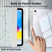 可愛 Y 型折疊平板保護殼，附筆槽，相容 iPad Air 8 (M4) 11" 13" 2026 11th (A16) Air 11 M3 M2 Pro 11 M4 M5 7th 8th 9th 10.2" 10th 10.9 Air 4 Air 5，四角防摔設計 - 淡藍色蝴蝶結 - 查看 5