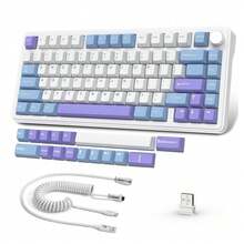ATTACK SHARK X85 Wireless Mechanical Gaming Keyboard With Knob, Hot-Swappable BT/2.4GHz/USB-C, Side-Printed PBT Keycaps, 75% Gasket Keyboard, RGB Coiled Cable, Linear White Jade Switches, Compatible With PC/MAC/Win - View 13