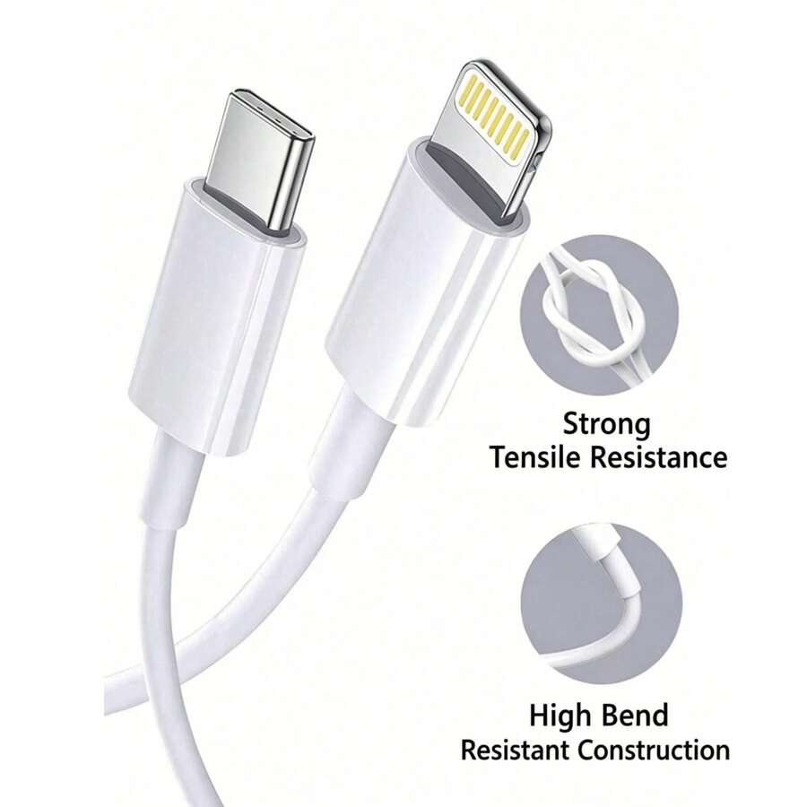 Official MFi Certified 20W PD Fast Charging Cable, And Reliable. Durable And Flexible Tangle-Free Design, Prevents Breakage And Clutter. Type-C To Lightning Interface, Essential For Spring/Summer