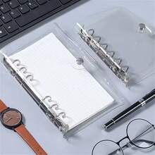 A5/A6/A7 透明活頁夾封面，適用於 A5/A6/A7 活頁夾，6 環裝訂系統，用於整理文件、報告和照片的辦公用品 - 款式隨機 - 查看 11